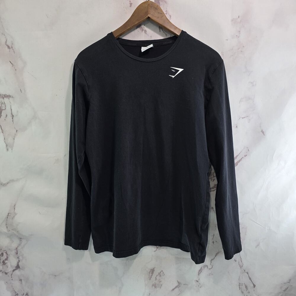 Gymshark T Shirt Mens Small Black Pullover Long Sleeve Crew Critical 2.0